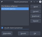 Dialogové okno Vlastní prezentace